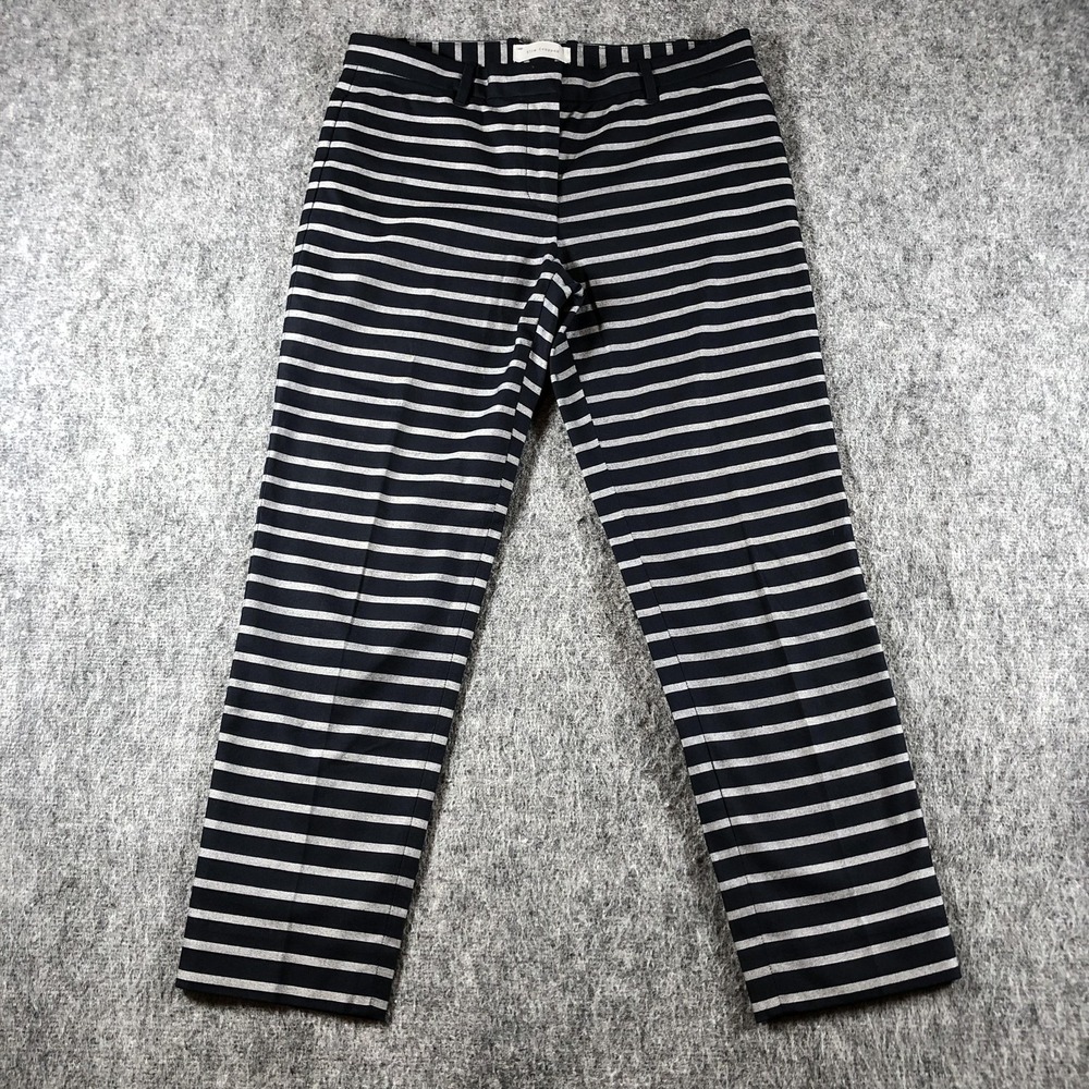 Gap Pants Womens 4 Navy Slim Cropped Striped Stretch Twill Ankle